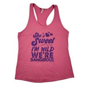 Next Level Womens XXL Pink Graphic Tank Top Racerback She’s Sweet Im Wild Cotton